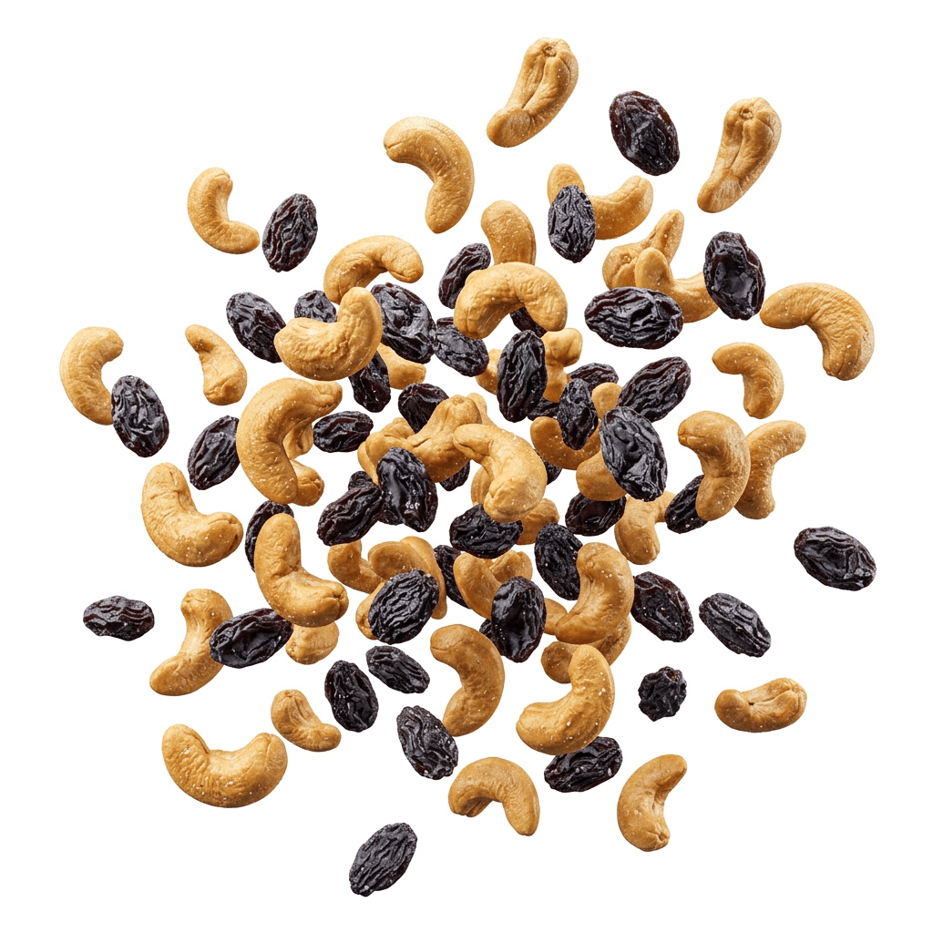 Premium floating cashews and raisins